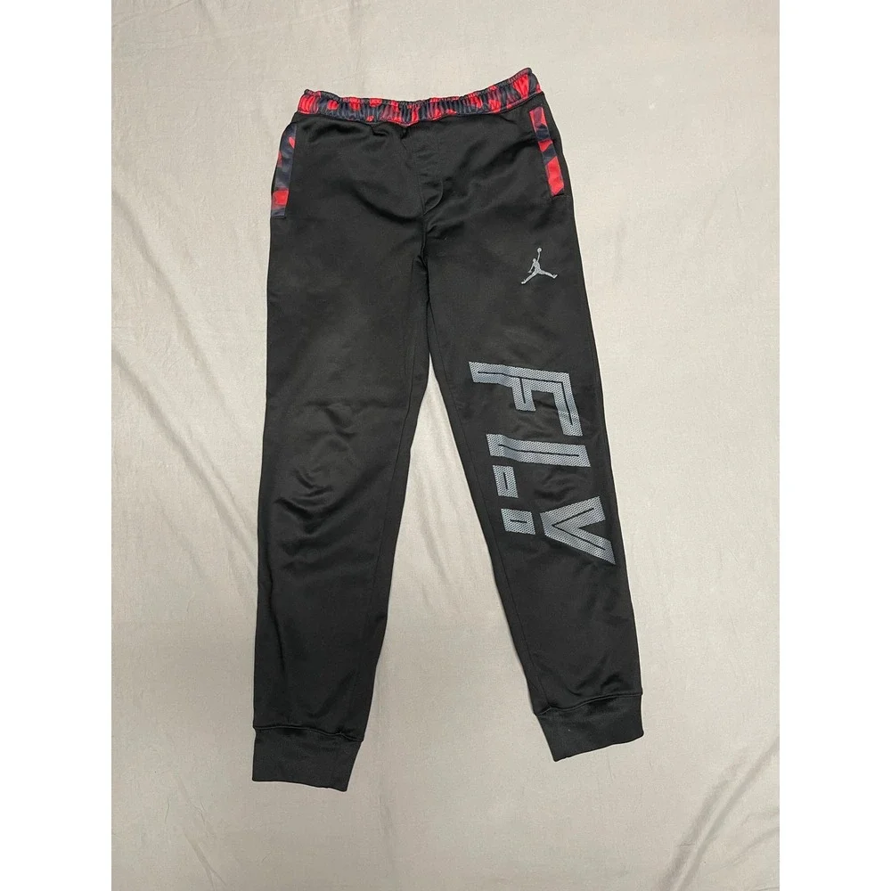 Jordan Boys Black Therma-FIT Fly Graphic Jogger Pants Size L 12-13Y